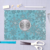 Blauwgroen Aqua Silver Snowflakes Winter Wonderlan Tissuepapier (Craft)
