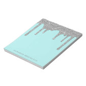 Blauwgroen Aqua Silver Sparkle Glitter drijft Luxe Notitieblok (Linkerzijde)