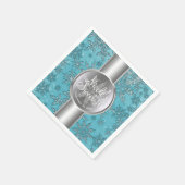 Blauwgroen Aqua Sneeuwvlokken Winter Wonderland Pa Servetten (Hoek)