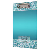 Blauwgroen Aqua Sparkle Mousserende Lichten Gepers Klembord (Links)