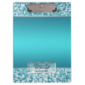 Blauwgroen Aqua Sparkle Mousserende Lichten Gepers Klembord (Voorkant)