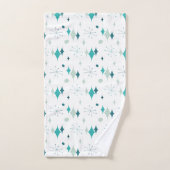 Blauwgroen, Aqua Starburst Mid Century Modern Patr Bad Handdoek (Handdoek)
