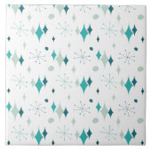 Blauwgroen, Aqua Starburst Mid Century Modern Patr Tegeltje (Voorkant)