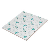 Blauwgroen, Aqua Starburst Mid Century Modern Patr Tegeltje (Zijkant)