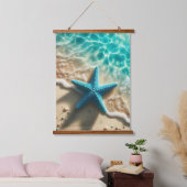 Blauwgroen Aqua Starfish Tropical Beach Ocean Wave Hangend Wandkleed (Slaapkamer)