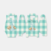 Blauwgroen Aqua Teddy Bear Luier Gingham Baby show Bedankdoosjes (Uitgevouwen)