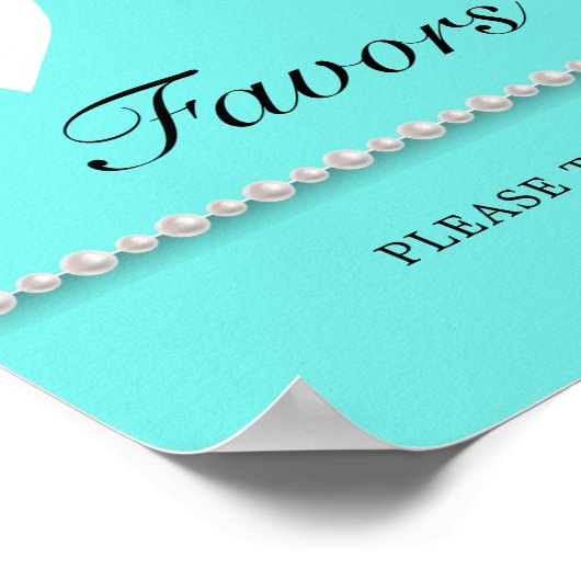 Blauwgroen Aqua Tiffany Baby shower Favorieten Sig Poster (Hoek)