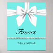 Blauwgroen Aqua Tiffany Baby shower Favorieten Sig Poster (Voorkant)