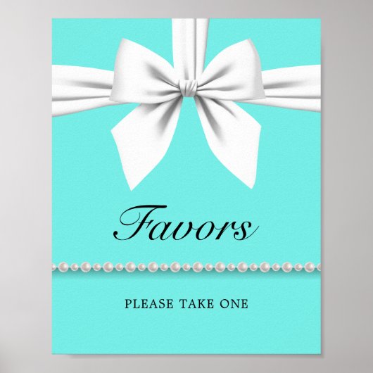 Blauwgroen Aqua Tiffany Baby shower Favorieten Sig Poster (Voorkant)