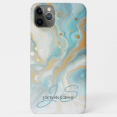 Blauwgroen Aqua Turquoise Blauw Goud Marmeren Kuns Case-Mate iPhone Case (Achterkant)