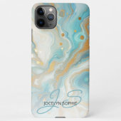 Blauwgroen Aqua Turquoise Blauw Goud Marmeren Kuns iPhone Hoesje (Achterkant)