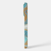 Blauwgroen Aqua Turquoise Blauw Wit Goud Marmeren iPhone Hoesje (Linkerkant)
