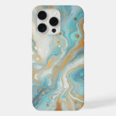 Blauwgroen Aqua Turquoise Blauw Wit Goud Marmeren iPhone Hoesje (Achterkant)