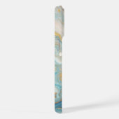 Blauwgroen Aqua Turquoise Blauw Wit Goud Marmeren iPhone Hoesje (Rechterkant)