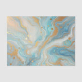 Blauwgroen Aqua Turquoise Blauw Wit Goud Marmeren Tissuepapier (Voorkant)