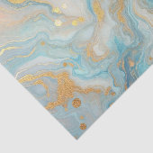 Blauwgroen Aqua Turquoise Blauw Wit Goud Marmeren Tissuepapier (Detail)