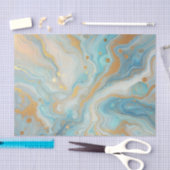 Blauwgroen Aqua Turquoise Blauw Wit Goud Marmeren Tissuepapier (Craft)