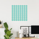 Blauwgroen Aqua Turquoise Blauwe Circles Schijven Poster (Thuiskantoor)