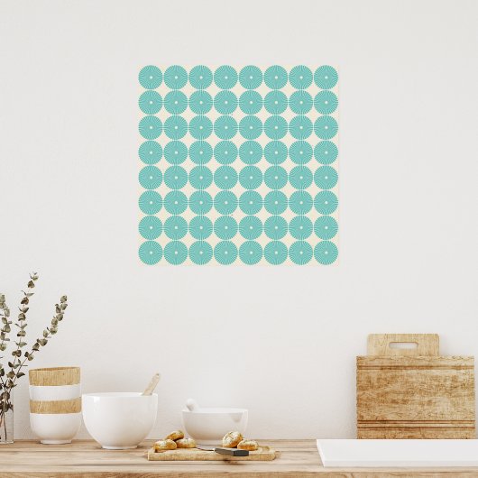  Blauwgroen Aqua Turquoise Blauwe Circles Schijven Poster (Keuken)