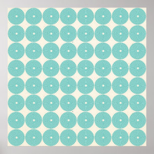  Blauwgroen Aqua Turquoise Blauwe Circles Schijven Poster