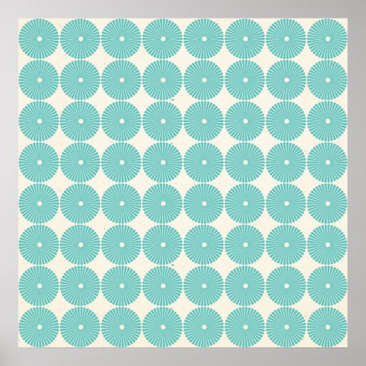 Blauwgroen Aqua Turquoise Blauwe Circles Schijven Poster (Voorkant)