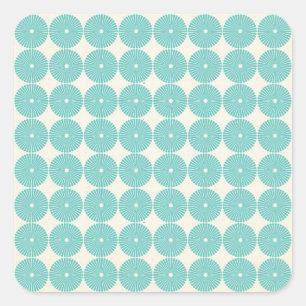  Blauwgroen Aqua Turquoise Blauwe Circles Schijven Vierkante Sticker