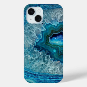  Blauwgroen Aqua Turquoise Geode Rock Pattern iPhone 15 Case