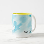 Blauwgroen Aqua  Waterverf Mok (Voorkant rechts)