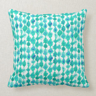 Blauwgroen Aqua Waterverf Tribal Print Turquoise Kussen