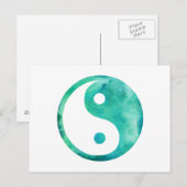 Blauwgroen Aqua Waterverf Yin Yang Taoism Balans Briefkaart (Voorkant / Achterkant)