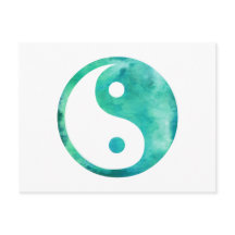 Blauwgroen Aqua Waterverf Yin Yang Taoism Balans