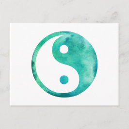 Blauwgroen Aqua Waterverf Yin Yang Taoism Balans Briefkaart