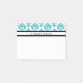 Blauwgroen Aqua White Damask Pattern Modern Specia Post-it® Notes (Voorkant)