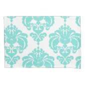 Blauwgroen Aqua & White Elegant Chic Damask Patroo Kussensloop (Voorkant)