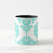 Blauwgroen Aqua & White Elegant Chic Damask Patroo Mok (Midden)