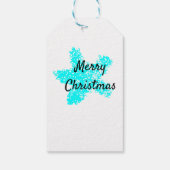Blauwgroen Aqua White Merry kerst Cadeaulabel (Achterkant)