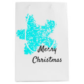 Blauwgroen Aqua White Merry kerst Medium Cadeauzakje (Voorkant)