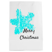 Blauwgroen Aqua White Merry kerst Medium Cadeauzakje (Achterkant)