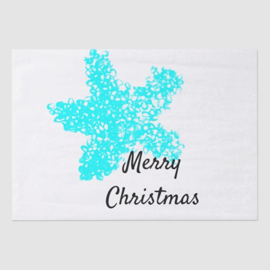 Blauwgroen Aqua White Merry kerst Tissuepapier (Voorkant)