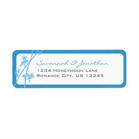 Blauwgroen Aqua Zee Blue Wildflower Branch Etiket (Voorkant)