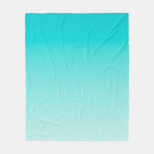 Blauwgroen aquagradiënt fleece deken