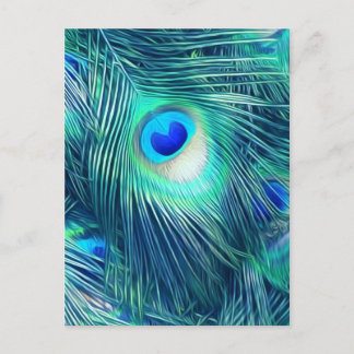 Blauwgroen Aquamarine Peacock Veer Briefkaart