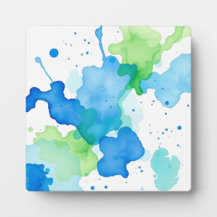 Blauwgroen Aquarel Abstract Patroon Fotoplaat