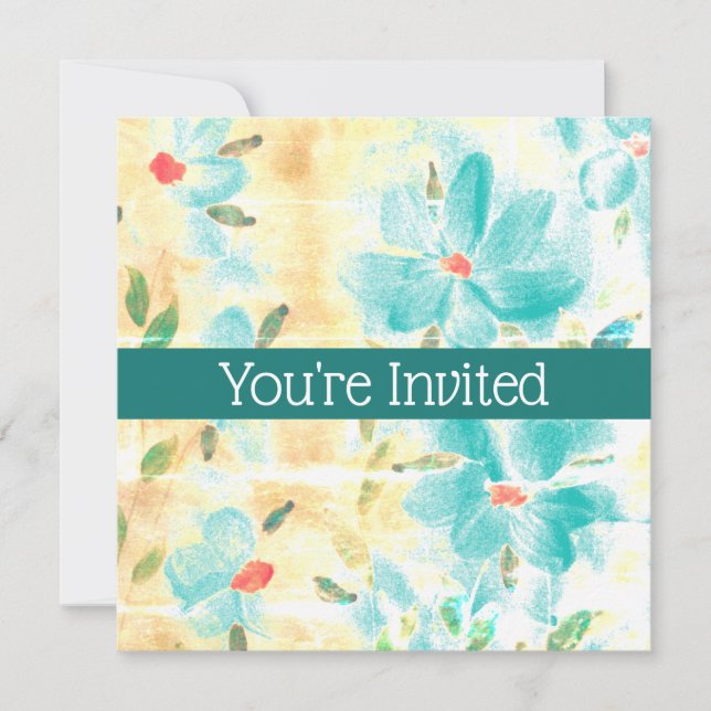 Blauwgroen aquarel Floral (Voorkant)