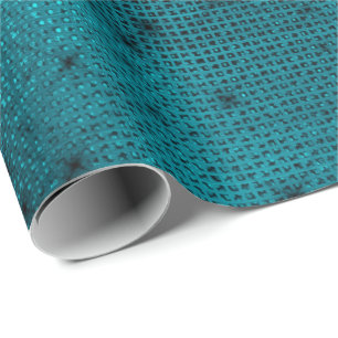Blauwgroen aquatische zwarte elegant Grill Sequins Cadeaupapier