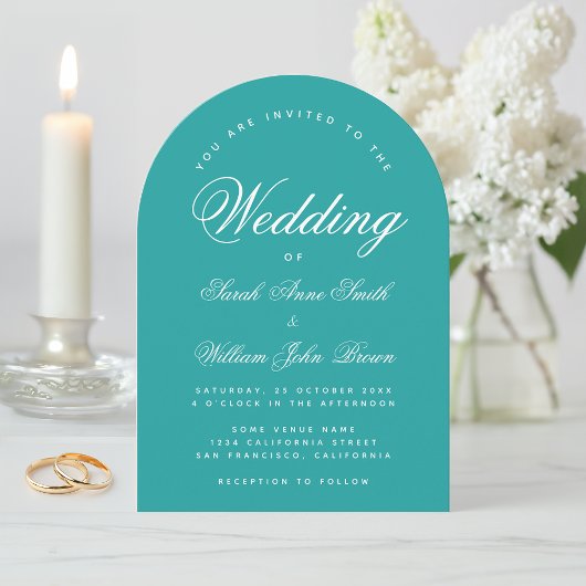 Blauwgroen Arch Eenvoudig Modern Elegant Script We Kaart