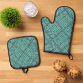 BLAUWGROEN ARGYLE KNIT Oven Mitt & Pot Holder Set (Top down)