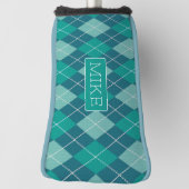 Blauwgroen Argyle  Sportpatroon met elke naam Golfheadcover (Draai 90)
