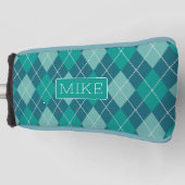 Blauwgroen Argyle  Sportpatroon met elke naam Golfheadcover (Voorkant)