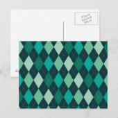 Blauwgroen argylpatroon briefkaart (Voorkant / Achterkant)
